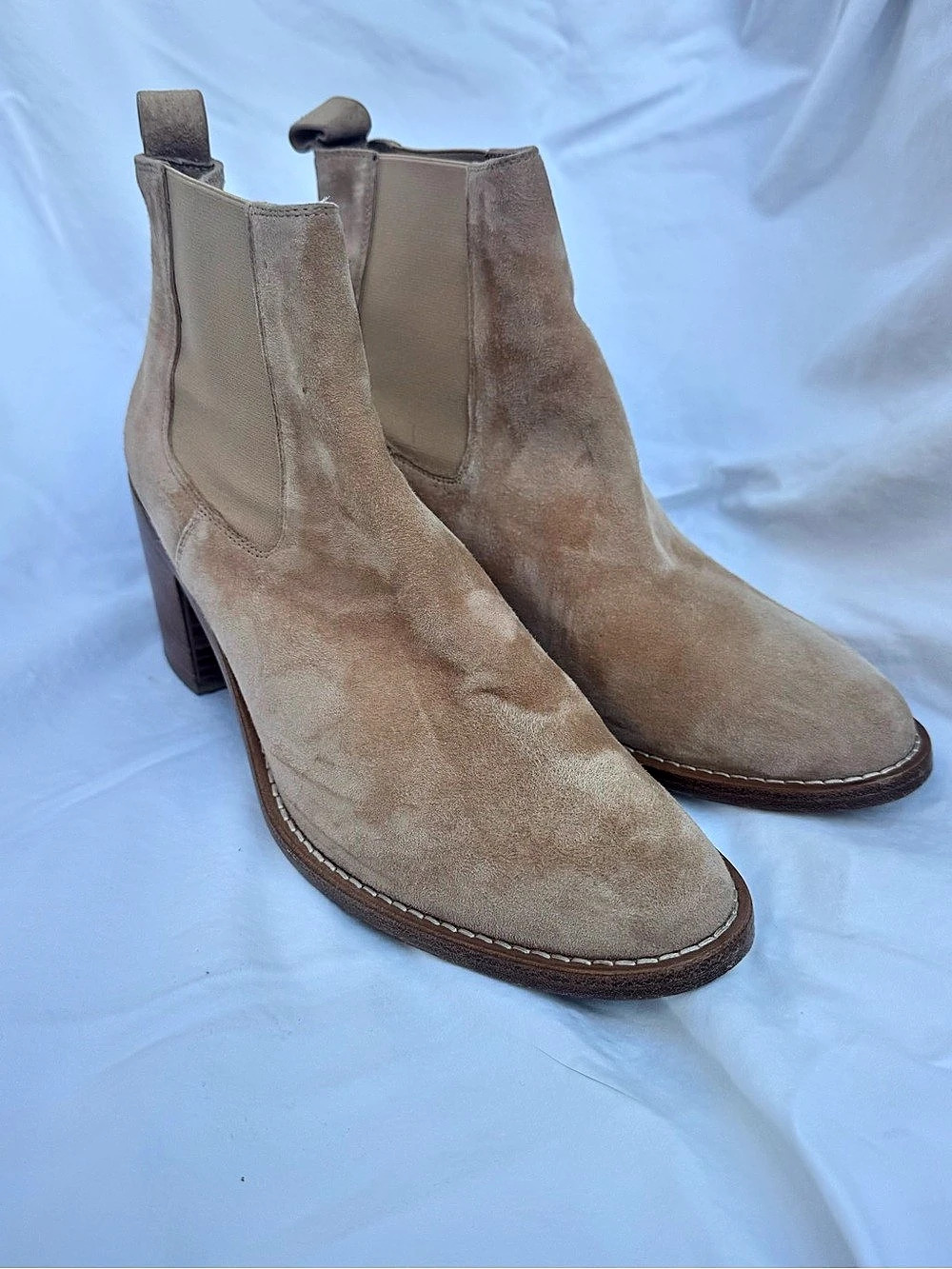 Jenni Kayne Suede Heeled Chelsea Boot Brown Ankle Boots